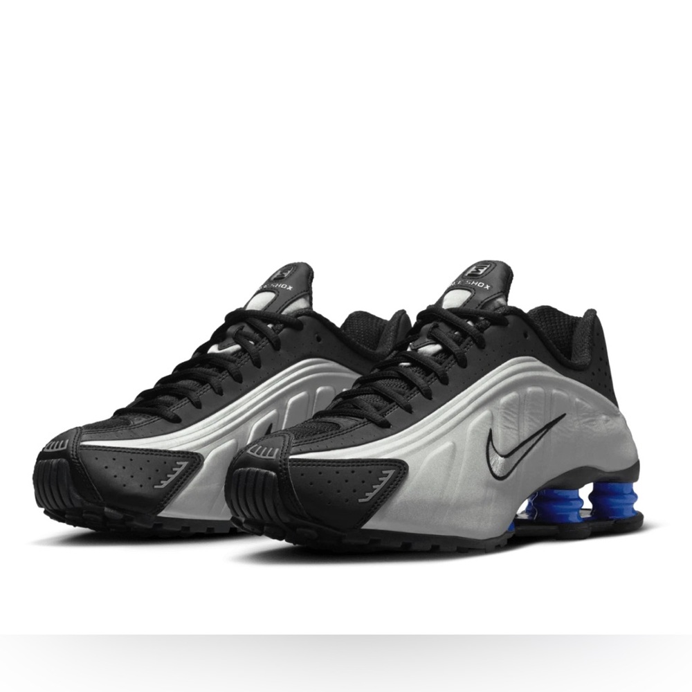 💙🩶AR3565-006 Nike Shox R4 Black Metallic Silver Racer Blue (Women's)